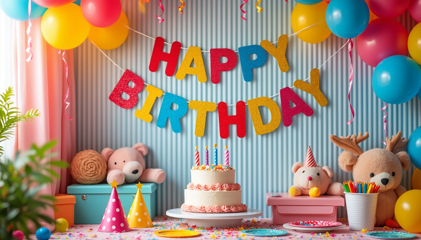 ajoutez une touche festive et unique à la fête d'anniversaire de votre enfant avec une guirlande « joyeux anniversaire » originale. rendez ce jour spécial inoubliable grâce à une décoration colorée et personnalisée !