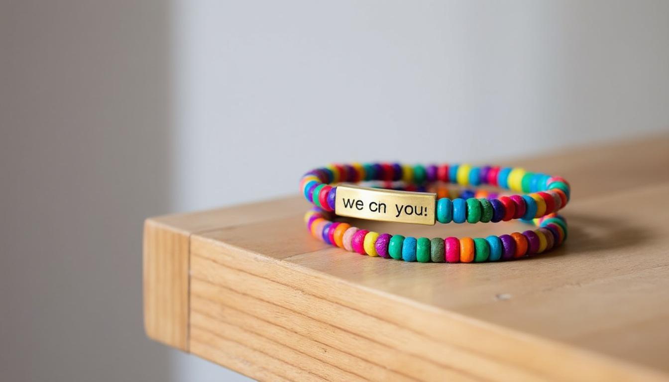 découvrez nos bracelets colorés à offrir, un cadeau personnalisé et mémorable qui fera plaisir à coup sûr. parfaits pour toutes les occasions, nos bracelets uniques ajoutent une touche d’originalité et d’émotion à vos présents.