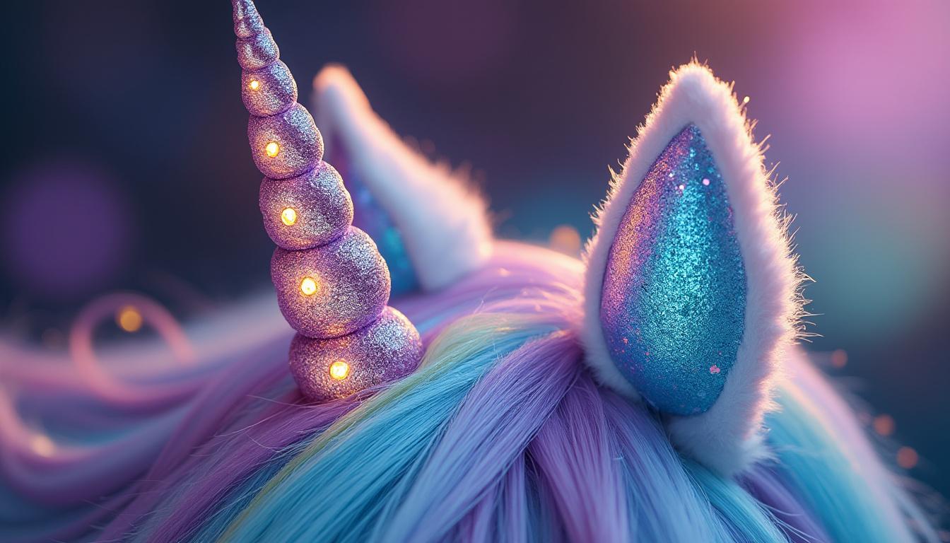 Nishine Bandeau Licorne Avec Oreilles De Chat – Diadème Paillettes – Cosplay Et Fête – Non Tissé – Lavable à La Main – Déguisement Enfant