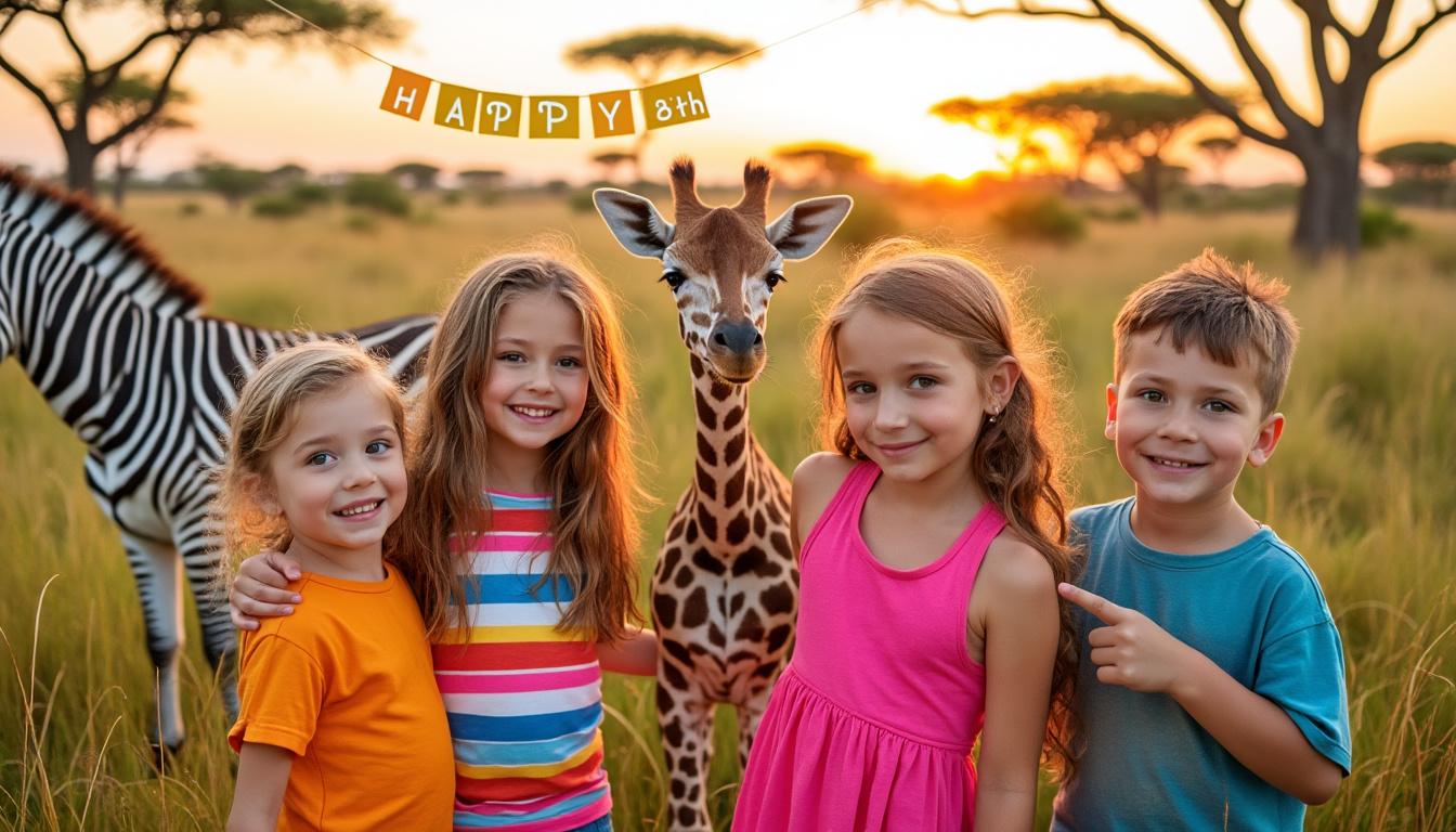 organisez un anniversaire inoubliable avec une aventure immersive dans la savane africaine, à la découverte des animaux sauvages pour émerveiller les enfants.