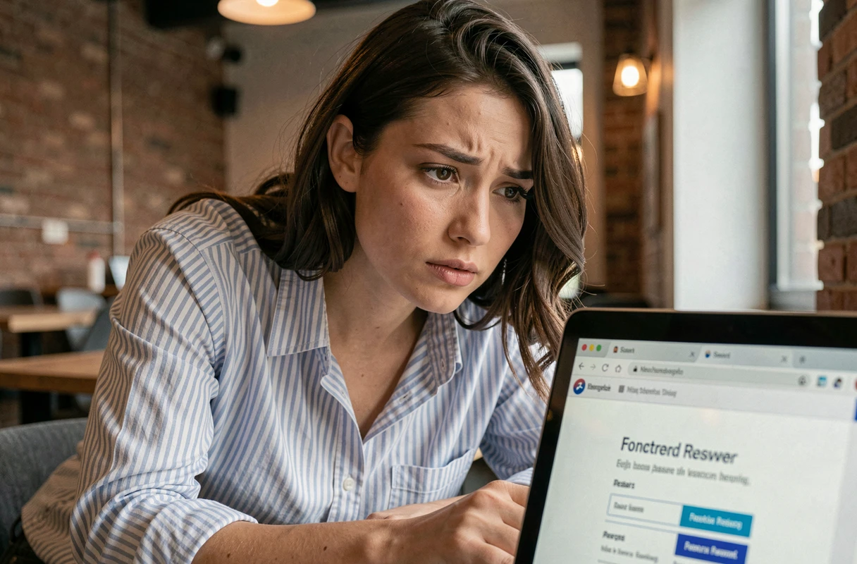 Jeune femme remplissant un formulaire de récupération de mot de passe My Arkevia dans un espace de coworking